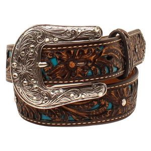 ARIAT Girls Rhinestone Sparkly Floral Belt